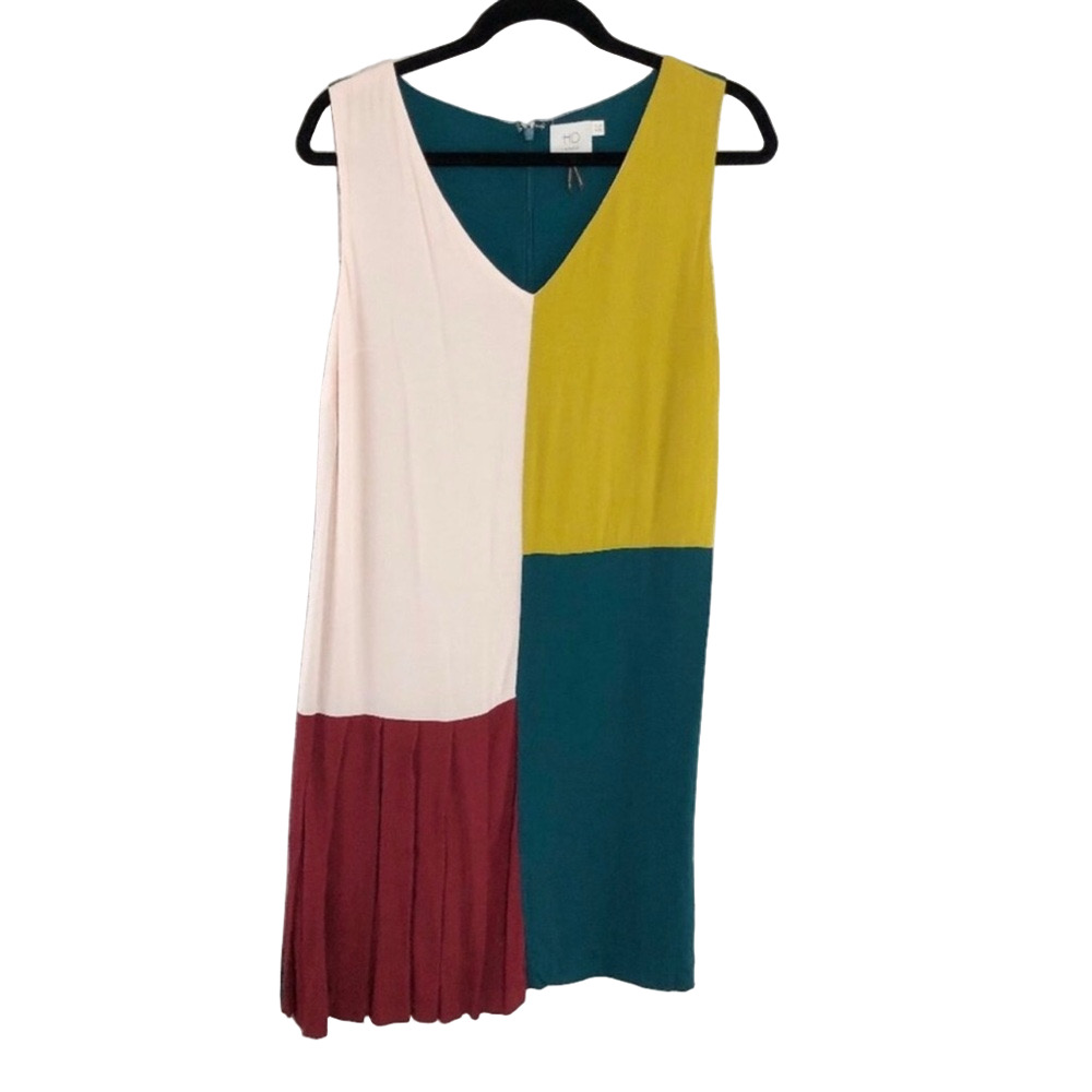 Anthropologie HD in Paris Jules Color Block V-Neck Sleeveless Mini Dress 4P - Picture 4 of 11